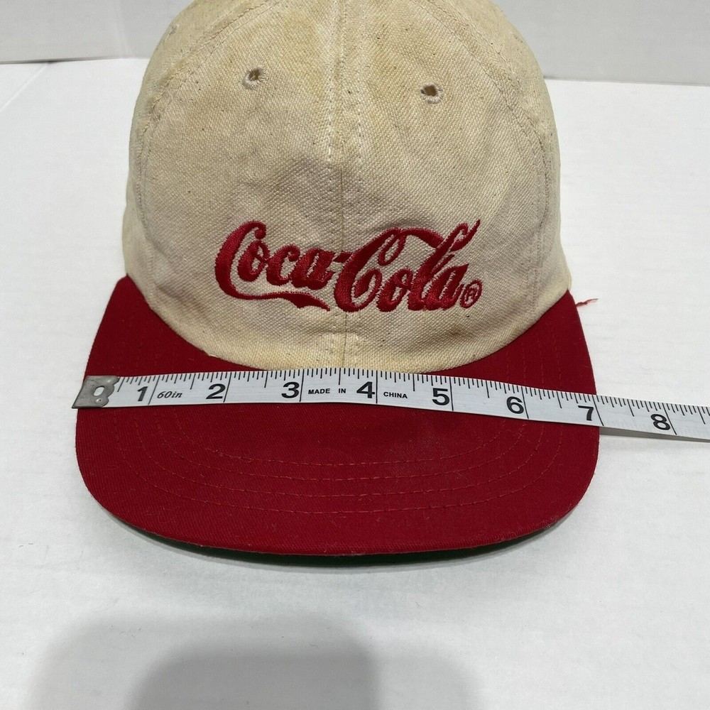 Vintage Coca Cola Snapback Hat, Cream/Red Embroidered. Louisville MFG USA, Stain - Picture 8 of 9